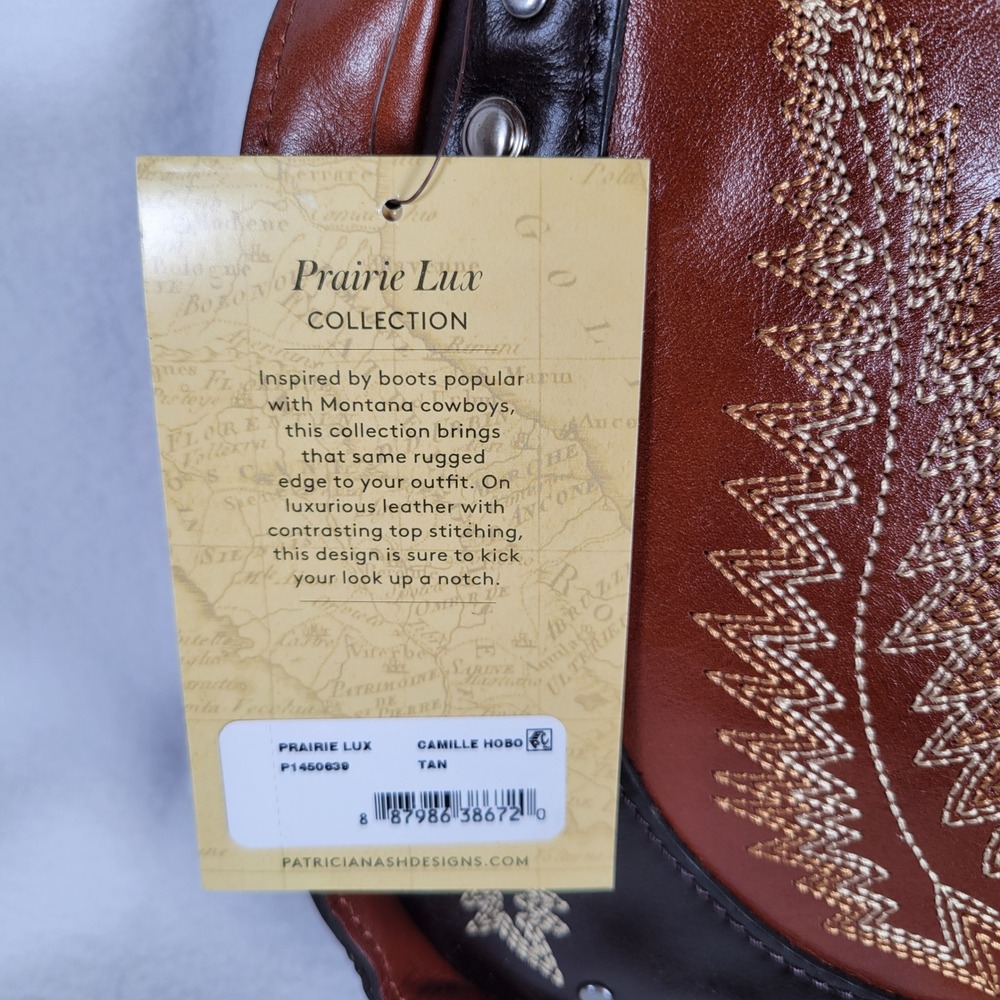 Patricia Nash Women Camille Hobo Montana Leather Western Studs Size Medium Brown - Picture 4 of 10
